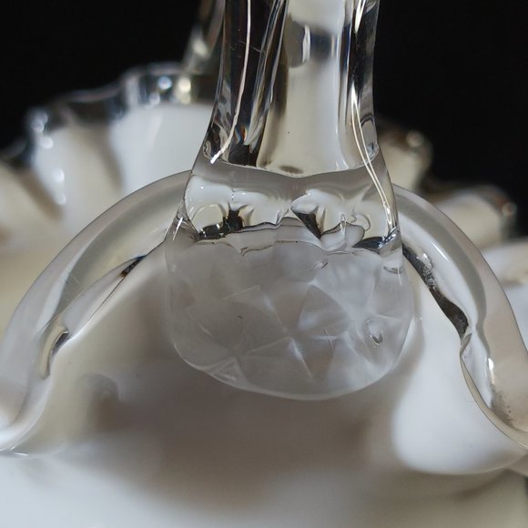 VINTAGE   FENTON White Milk Glass Basket Ruffles Handle Decor Home - Picture 7 of 10